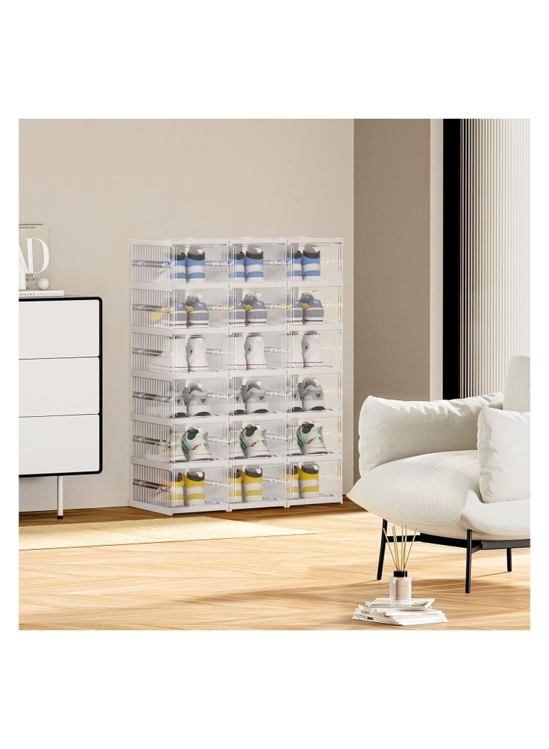 ARNOTEC منظم تخزين الأحذية، علبة أحذية شفافة قابلة للطي وقابلة للتكديس بدون تركيب، رف خزانة محمول (عبوة من 6 قطع شفافة) - Image 4