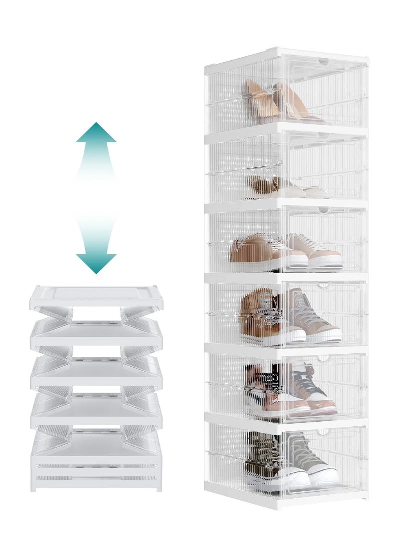 ARNOTEC - Shoe Storage Organizer, Clear Installation-free Foldable Shoe Rack Stackable Shoe Box Pack, Portable Cabinet Rack (Transparent 6 Pack) - Image 1
