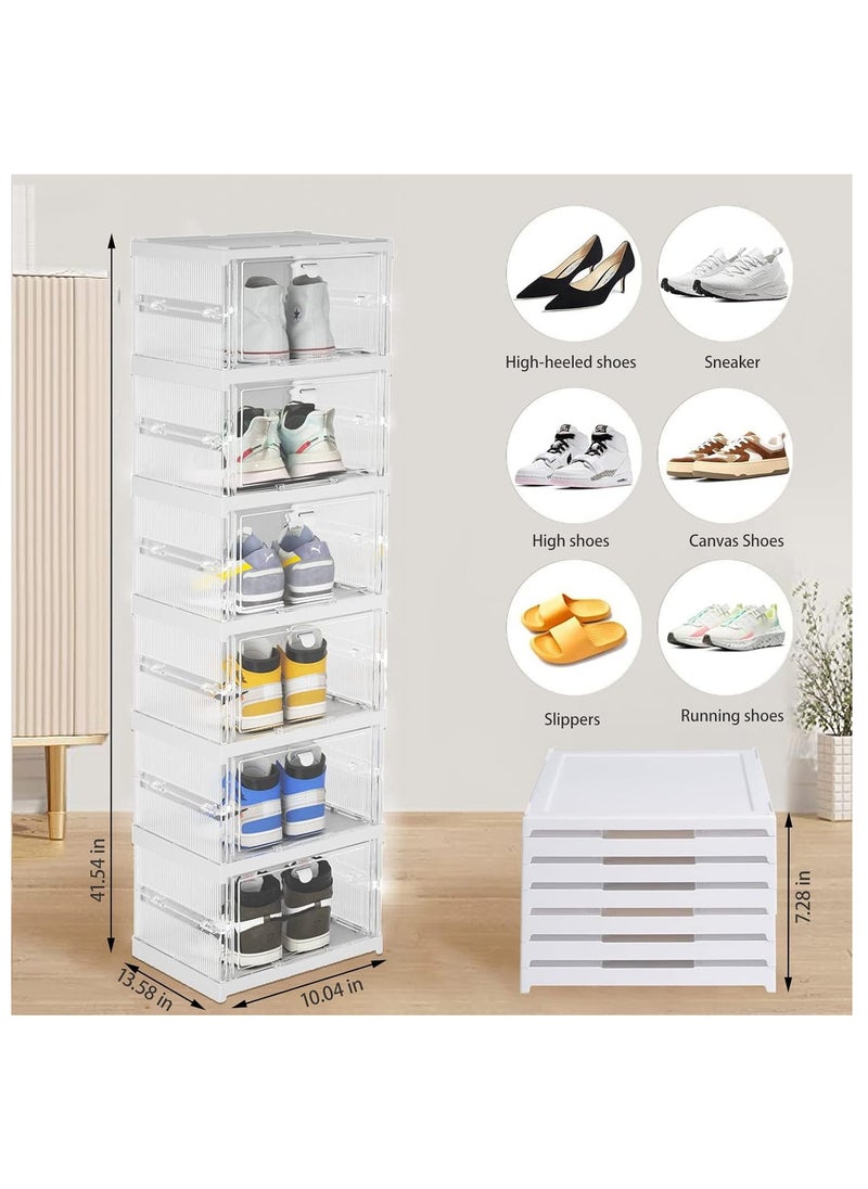 ARNOTEC - Shoe Storage Organizer, Clear Installation-free Foldable Shoe Rack Stackable Shoe Box Pack, Portable Cabinet Rack (Transparent 6 Pack) - Image 1