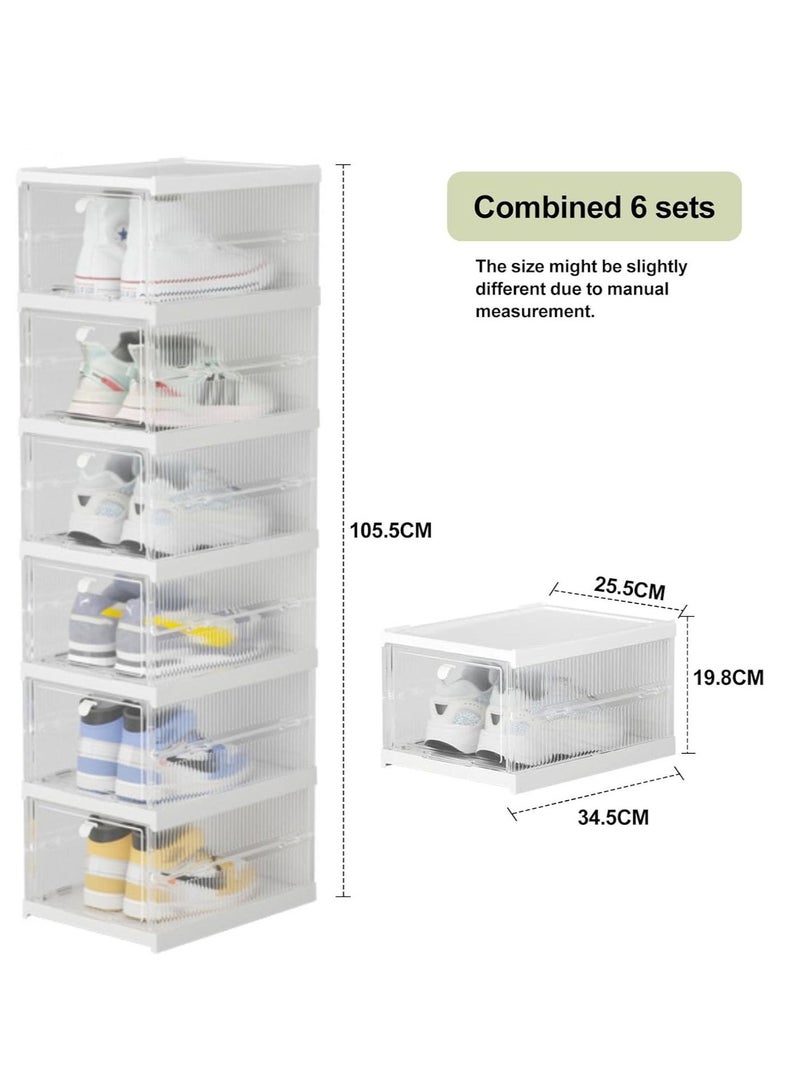 ARNOTEC Shoe Storage Organizer, Clear Installation-free Foldable Shoe Rack Stackable Shoe Box Pack, Portable Cabinet Rack (Transparent 6 Tier) - Image 3