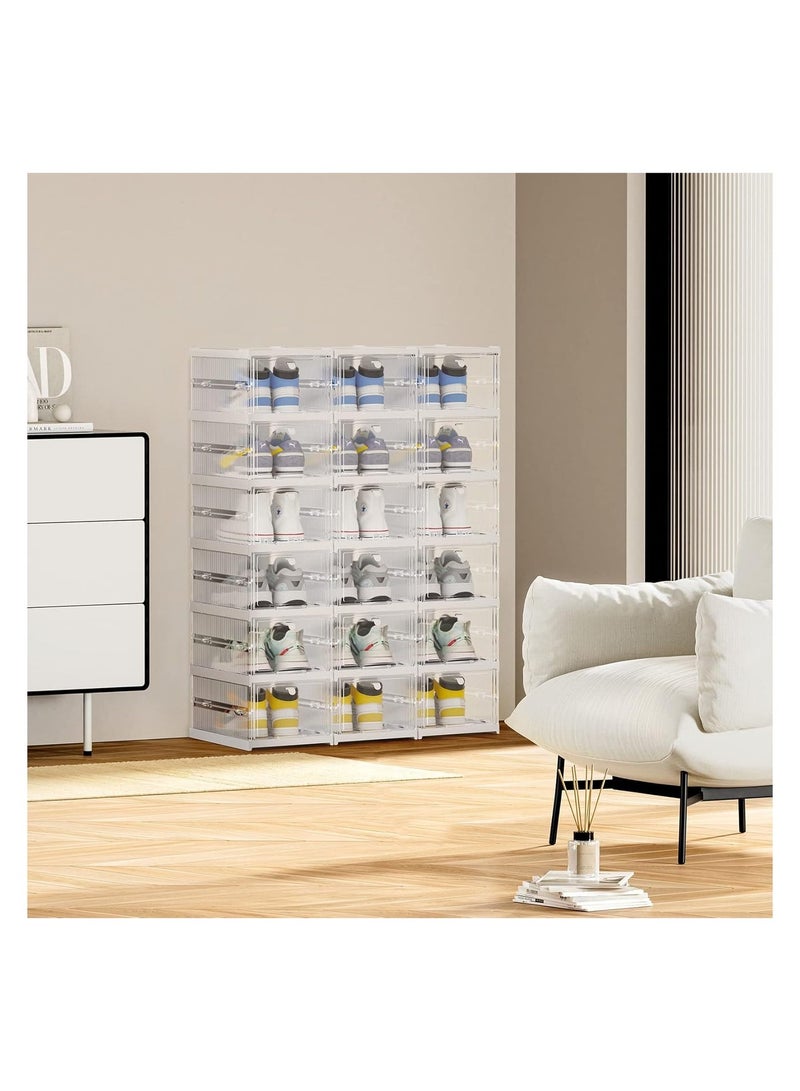 ARNOTEC Shoe Storage Organizer, Clear Installation-free Foldable Shoe Rack Stackable Shoe Box Pack, Portable Cabinet Rack (Transparent 6 Tier) - Image 5