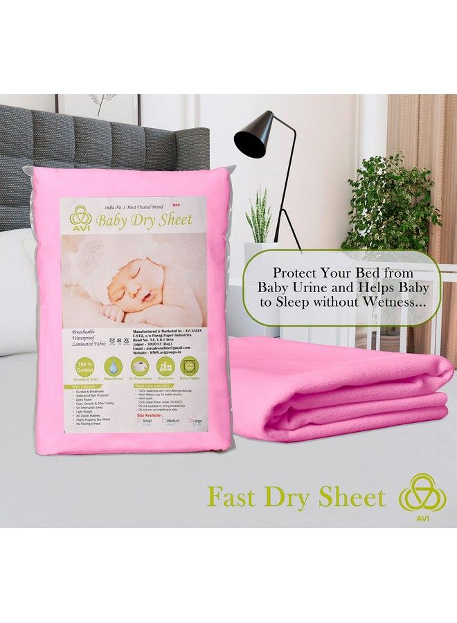 AVI Fastdry Cotton Extra Absorbent Waterproof And Reusable Bed Protector Dry Sheet For Baby Medium 70X100 Cm Baby Pink - Image 3