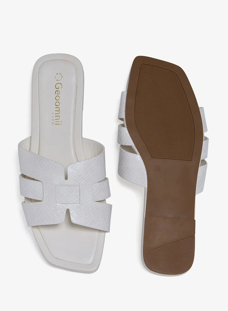 Geoomnii WHITE Geoomnii Flat Sandals for Women – Comfortable Slip-On Casual Summer Sandals for Daily Wear, Walking & Travel for Women | Best Price UAE