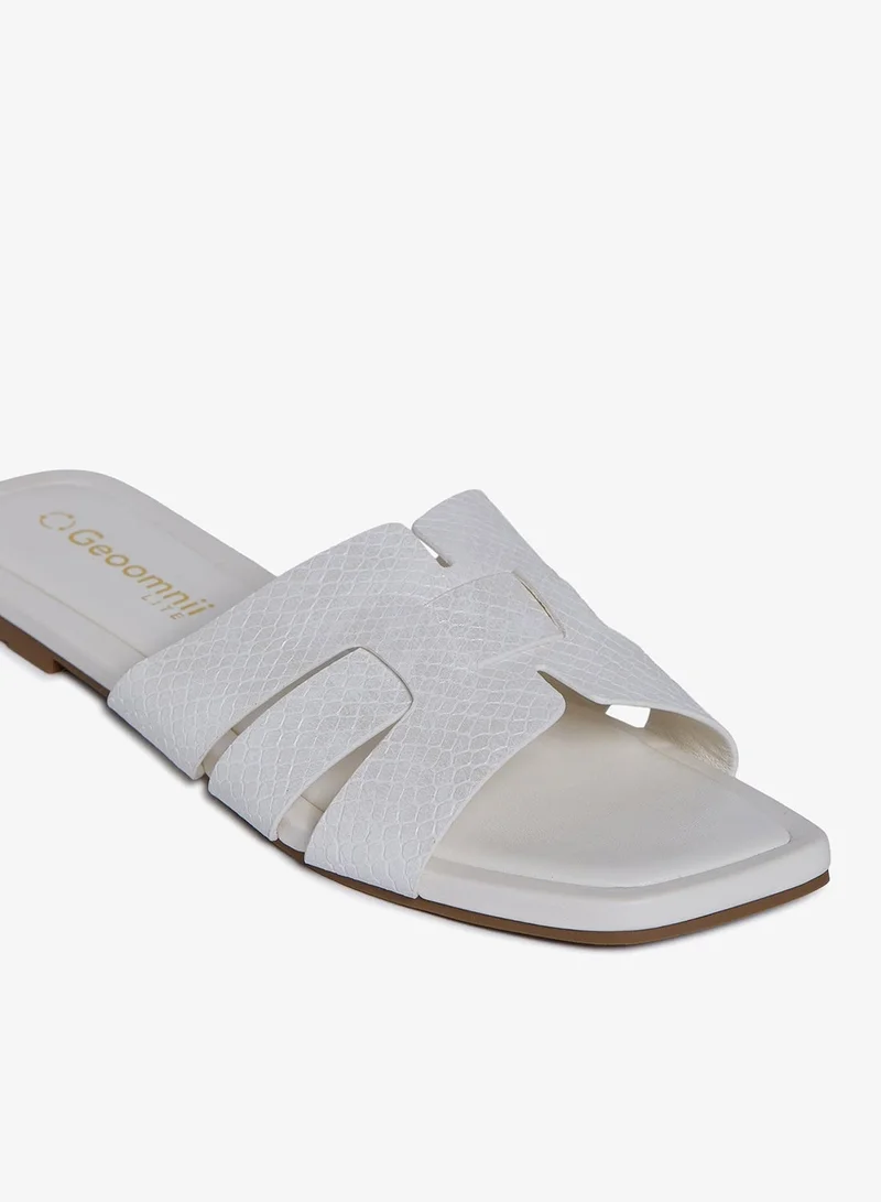 Geoomnii WHITE Geoomnii Flat Sandals for Women – Comfortable Slip-On Casual Summer Sandals for Daily Wear, Walking & Travel for Women | Best Price UAE