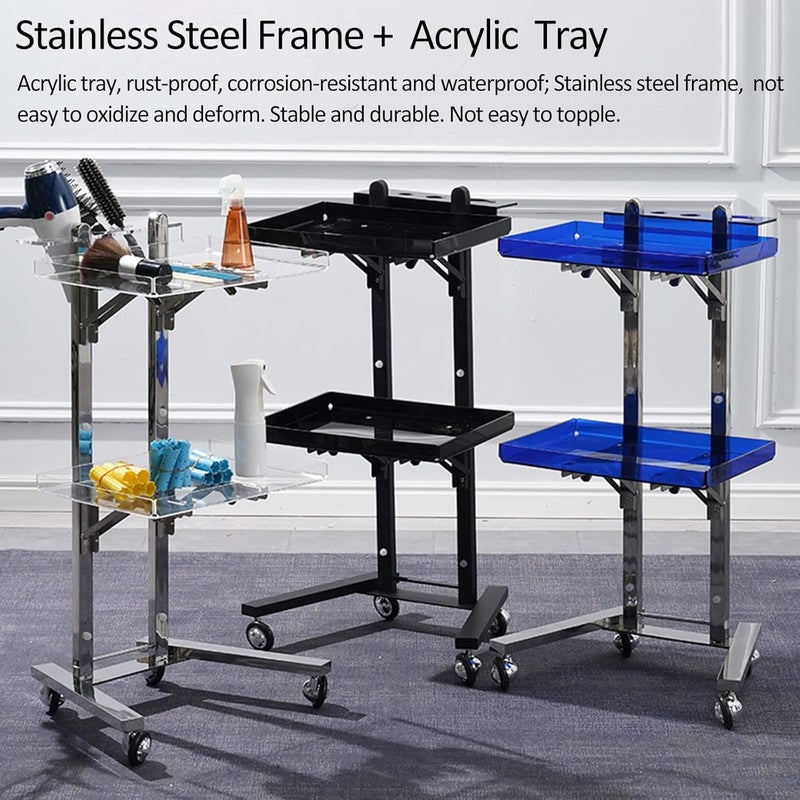 Foldable Salon Tray with Wheels for Portable Tattoo Table Station Rolling Hair Stylist Instrument Tray/Hairdresser Cart with Storage Chemical Resistant - Image 4