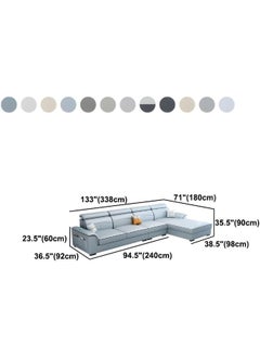 Poppins Home Sleek Faux Leather Sofa with Pillows for a Modern Living Room (Ivory, Left Bed)  - Image 2