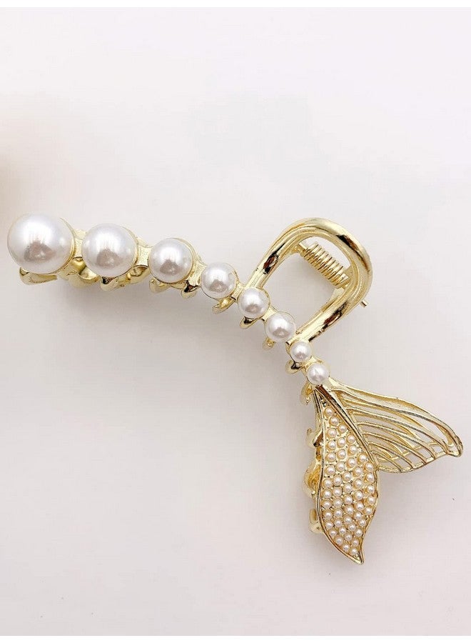 Oomph! OOMPH Jewellery White Pearls Mermaid Fish Fin Hair Clip Hair Claw for Women & Girls StylishLatest - Image 3