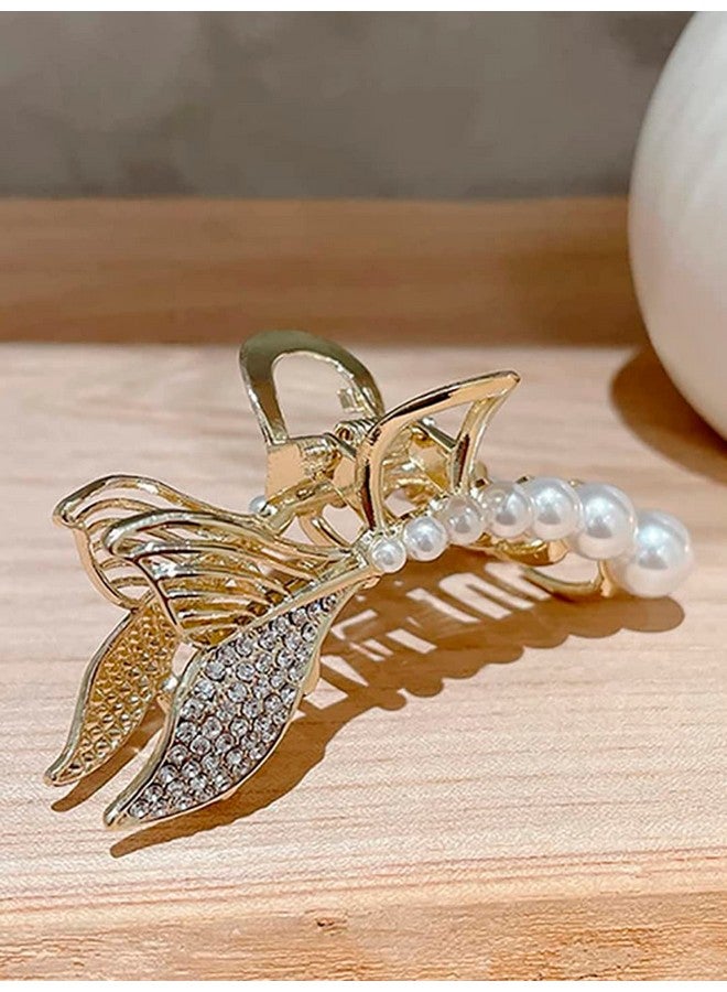 Oomph! OOMPH Jewellery White Pearls Mermaid Fish Fin Hair Clip Hair Claw for Women & Girls StylishLatest - Image 5