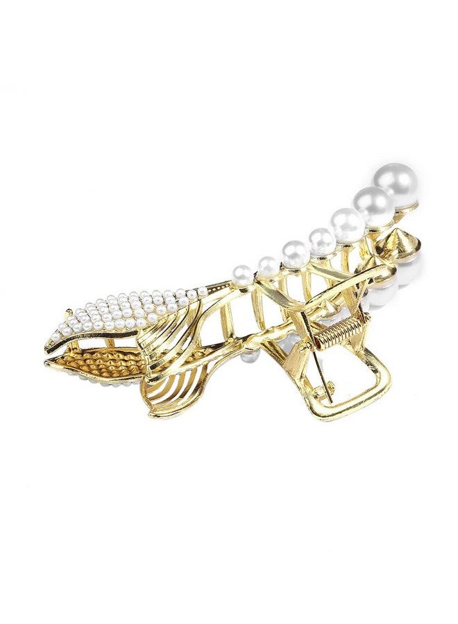 Oomph! OOMPH Jewellery White Pearls Mermaid Fish Fin Hair Clip Hair Claw for Women & Girls StylishLatest - Image 4