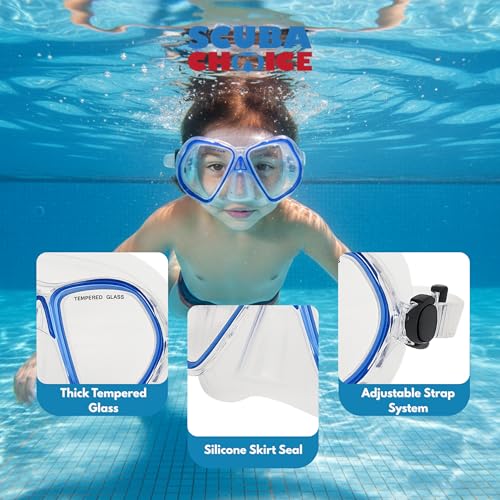 Scuba Choice Scuba Diving Dive Comocean Kids Youth Snorkeling Silicone Mask, Blue - Image 5