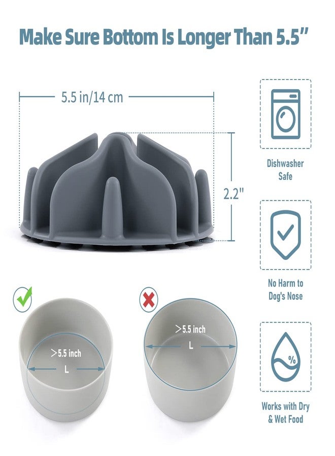 Jaoul Slow Feeder Dog Bowls Insert, Puzzle Slow Feeder Insert with 51 Octopus Suction Cups for Medium Large Size Dog Food Bowl Over 6.5" Wide (Grey) - Image 5