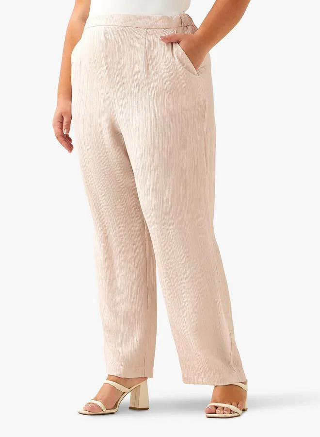 Ulla Popken Ulla Popken Straight Fit Textured Pants
