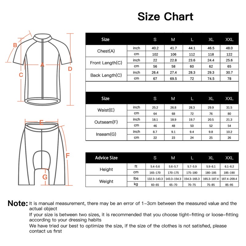 Men's Summer Short Suits Cycling Set Cycling Jersey with 5D Gel Padded Riding Shorts Quick Dry Breathable Cycling Jersey Set for Outdoor Sport Cycling Biking - Image 3