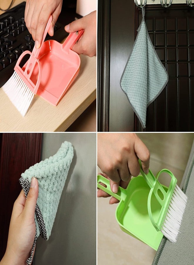 Lamoutor 3 Pack Mini Hand Broom and Dustpan Set Small Dust Pans with Brush Set Cleaning Tool for Desk, Car and Animal Waste Mixed Color - Image 3