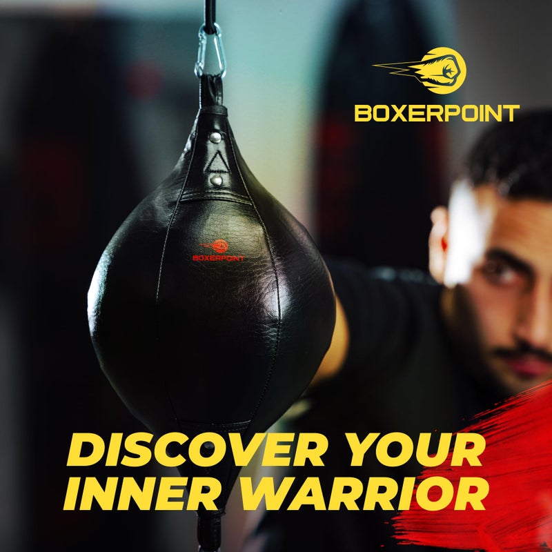 Boxerpoint Double End Bag for Boxing – Premium Punching Bag for Adults – Durable PU Leather Material & Adjustable Cords – Double End Bag Boxing Equipment for Training at Home & Gym (Oval) - Image 2
