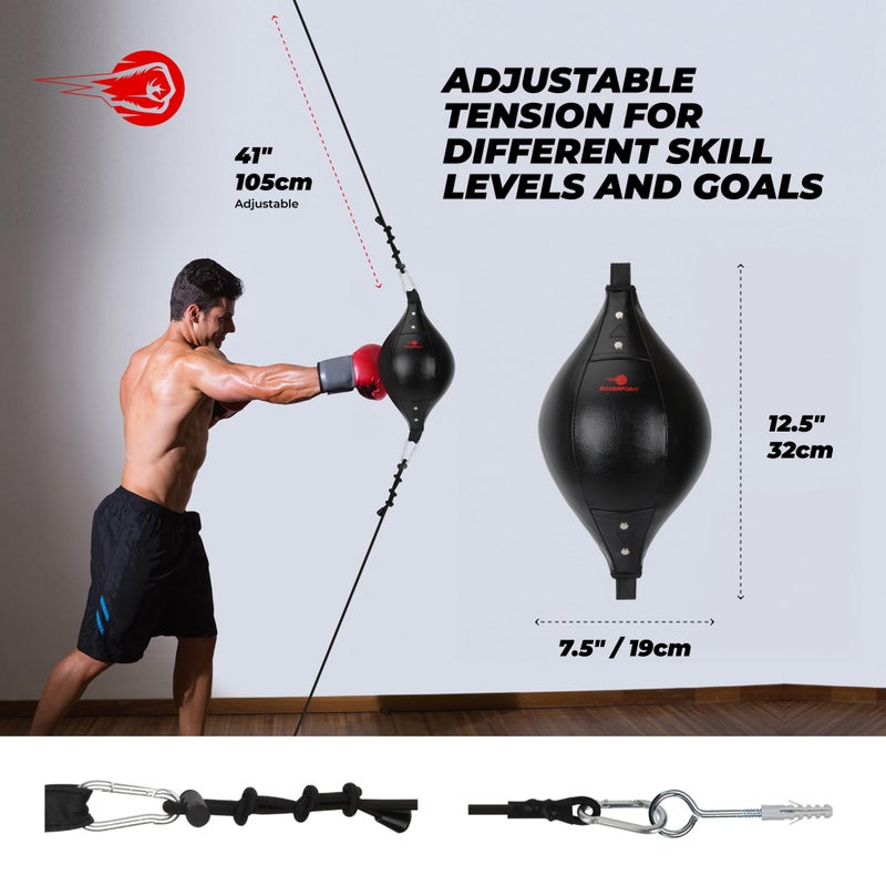 Boxerpoint Double End Bag for Boxing – Premium Punching Bag for Adults – Durable PU Leather Material & Adjustable Cords – Double End Bag Boxing Equipment for Training at Home & Gym (Oval) - Image 5