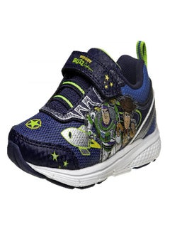 Josmo Boys? Toy Story Shoes ? Buzz and Woody Laceless Light-Up Sneakers (Toddler/Little Kid), Size 11 Little Kid, Navy and Green