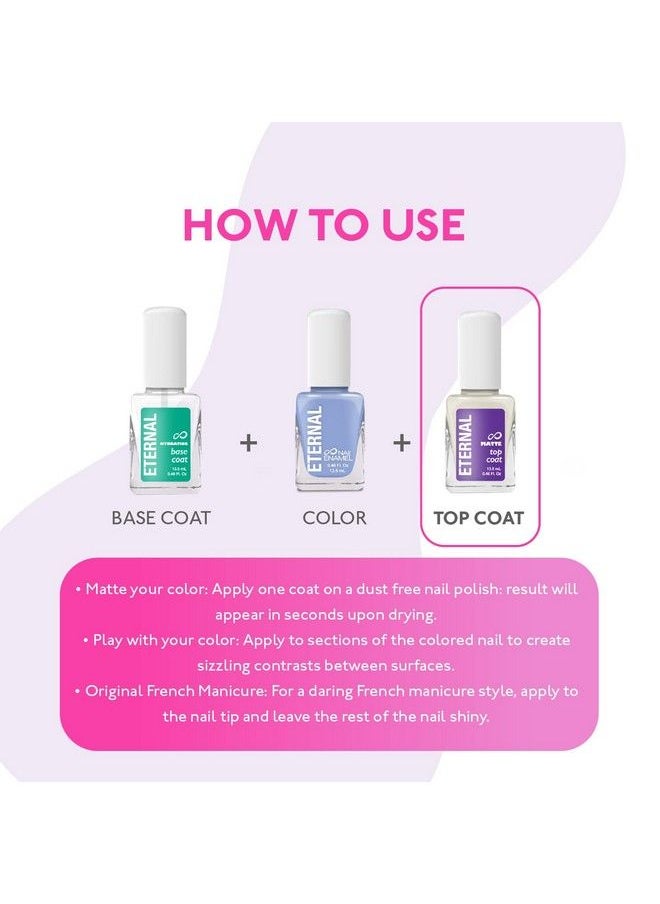 ETERNAL - Matte Top Coat Nail Polish 13.5 Ml Long Lasting Matte Finish Top Coat For Nails With Quick Dry Formula And No Uv Lamp Needed Nail Color Protection & Matte Fingernail For Women 1 Unit - Image 1