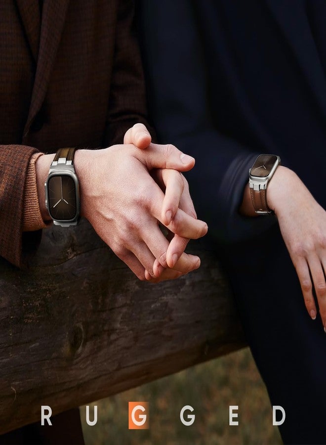 سويتيسبيست أساور جلدية من Suitisbest متوافقة مع ساعة Apple Watch Ultra بمقاسات 49 مم، 46 مم، 45 مم، 44 مم، و42 مم. سوار بديل متين من الجلد الطبيعي مع موصل معدني، مناسب للرجال والنساء، لساعات iWatch Ultra 10، 9، 8، 7، 6، 5، 4، 3، وSE. - Image 5