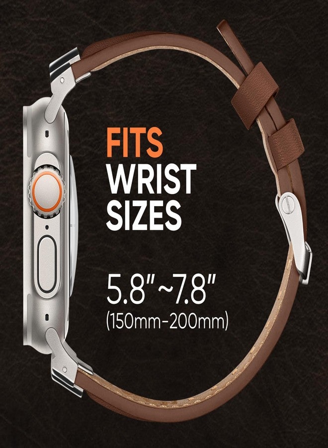 سويتيسبيست أساور جلدية من Suitisbest متوافقة مع ساعة Apple Watch Ultra بمقاسات 49 مم، 46 مم، 45 مم، 44 مم، و42 مم. سوار بديل متين من الجلد الطبيعي مع موصل معدني، مناسب للرجال والنساء، لساعات iWatch Ultra 10، 9، 8، 7، 6، 5، 4، 3، وSE. - Image 4