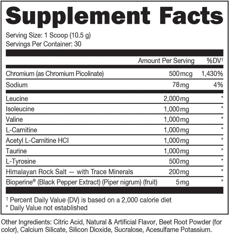 Bucked Up BCAA RACKED Branch Chained Amino Acids  LCarnitine Acetyl LCarnitine GBB  Post Workout Recovery Protein Synthesis Lean Muscle BCAAs That You Can Feel 30 Servings Blood Raz - Image 2