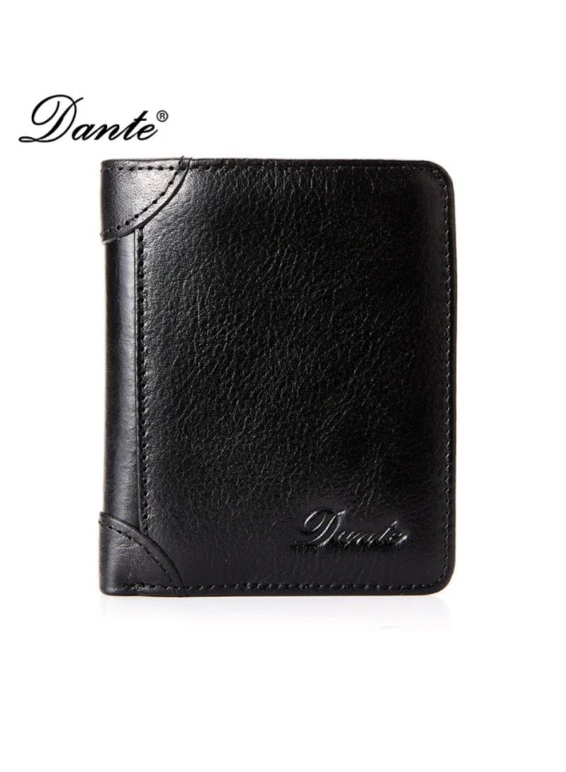 Dante Men's Wallet Vertical Top Layer Cowhide Anti-theft Card Demagnetization Genuine Leather Wallet - Image 1
