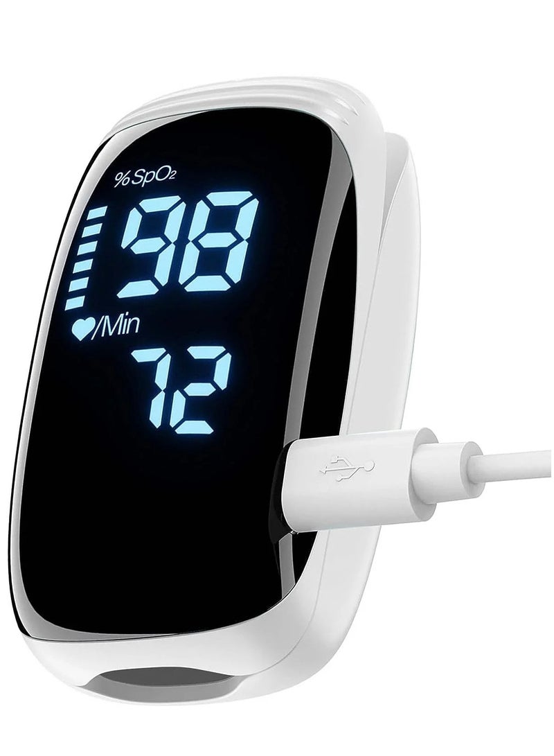Furtey Pulse Oximeter Fingertip, Pulse Oximeter with Rechargeable, Oxygen Meter Finger Pulse Oximeter, Fingertip Blood Oxygen Saturation Monitor Rechargeable, Accurate Fast SpO2 Reading for Sports (White) - Image 1