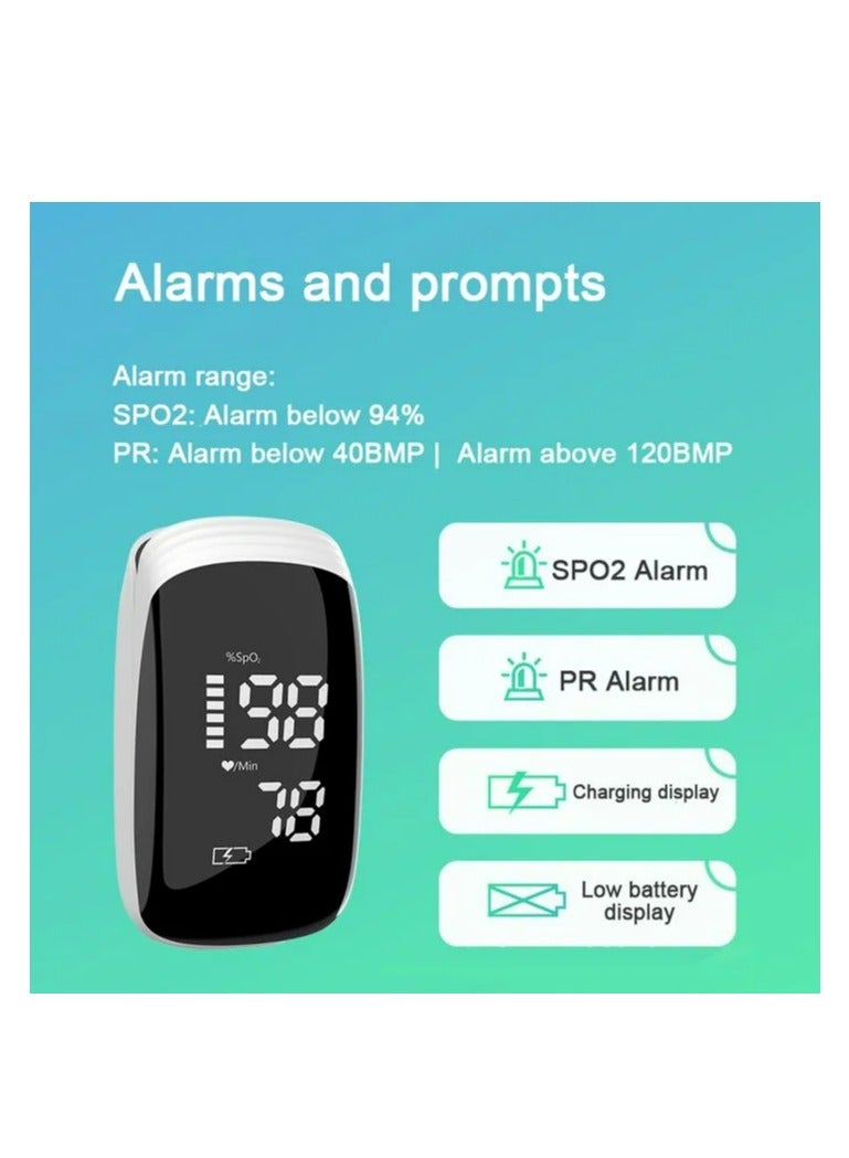 Furtey Pulse Oximeter Fingertip, Pulse Oximeter with Rechargeable, Oxygen Meter Finger Pulse Oximeter, Fingertip Blood Oxygen Saturation Monitor Rechargeable, Accurate Fast SpO2 Reading for Sports (White) - Image 5
