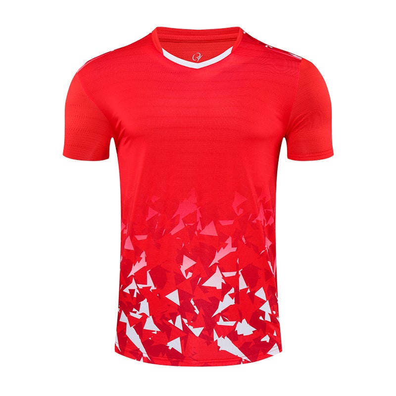 Generic Childrens adult quick-drying badminton suit top spot printing table tennis training sports T-shirt factory direct batch Red