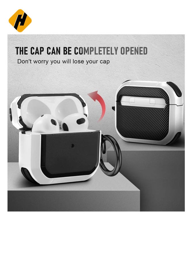HuHa - AirPods 3 Case Cover with Keychain Upgraded Armor Shockproof Hard-Shell Protective TPU Compatible for Apple Airpods 3rd Generation Case for Women Men Girls Boys (Front LED Visible) - Image 1