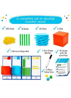 Simply magic 141 PCS Base Ten Blocks for Math - Math Manipulatives K-3, Unit Blocks 1st 2nd 3rd Grade, Counting Blocks - Kindergarten Set, Math Blocks Ones Tens Hundreds, Place Value Number Cubes  - Image 2