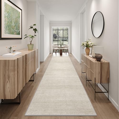 Art&Tuft Non-Slip Runner Rug - 2x10 Runner Rug Washable Low-Pile Rugs Runners, Soft Distressed Carpet Runner for Bedroom Bathroom Kitchen Laundry Living Room, Beige - Image 1