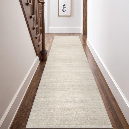 Art&Tuft Non-Slip Runner Rug - 2x10 Runner Rug Washable Low-Pile Rugs Runners, Soft Distressed Carpet Runner for Bedroom Bathroom Kitchen Laundry Living Room, Beige - Image 3