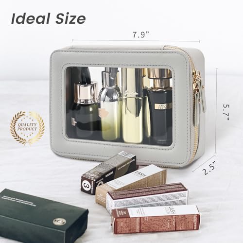 Aveniee Clear Makeup Bag Organizer,Travel Toiletry Bag for Women,Waterproof Cosmetic Pouch with Zippers,Car Accessories Organizers and Storage Case,Grey - Image 4