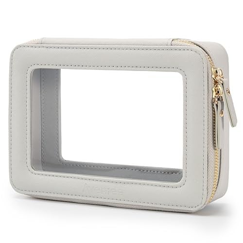 Aveniee Clear Makeup Bag Organizer,Travel Toiletry Bag for Women,Waterproof Cosmetic Pouch with Zippers,Car Accessories Organizers and Storage Case,Grey - Image 1