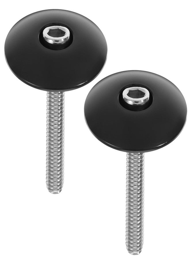 Fyntave 2 Sets Black Cycling Headset Stem Top Cap 1-1/8 Inch Bike Front Fork Stems Tops Cap with M6x40mm Bolt Aluminium Alloy Bike Top Tube Caps Riding Decoration Cycling Stem Headset Tops Cover - Image 1