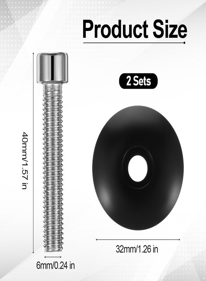 Fyntave 2 Sets Black Cycling Headset Stem Top Cap 1-1/8 Inch Bike Front Fork Stems Tops Cap with M6x40mm Bolt Aluminium Alloy Bike Top Tube Caps Riding Decoration Cycling Stem Headset Tops Cover - Image 2