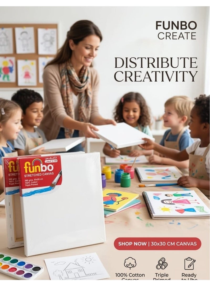 Funboo Stretched canvas 380 gms 30x30cm, White - Image 1