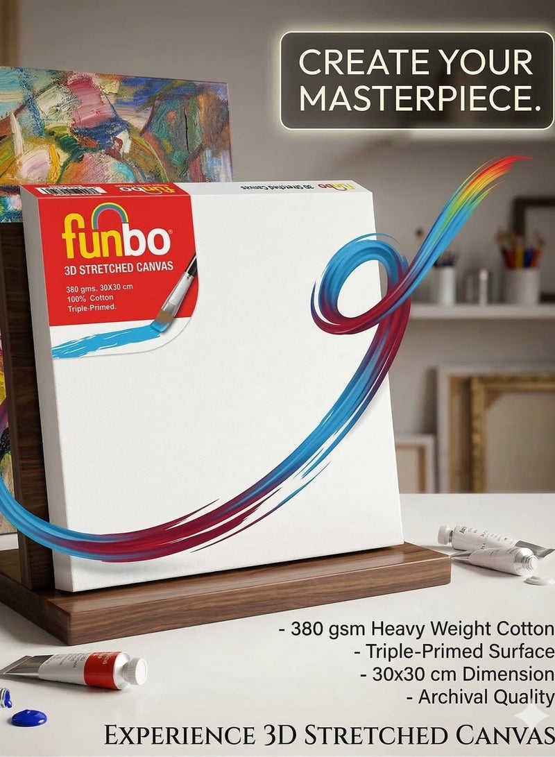 Funboo Stretched canvas 380 gms 30x30cm, White - Image 2