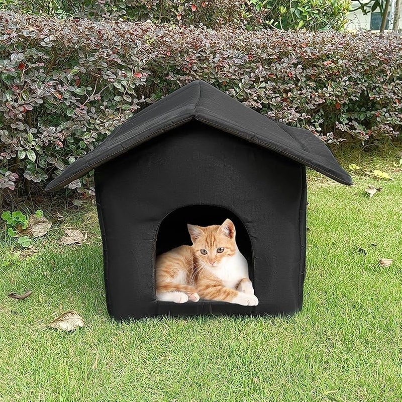 Warm Cat Bed Cave Oxford Cloth Waterproof Outdoor Cat Shelter Anti Slip Bottom Insulated Pet House Winter Color S - Image 5