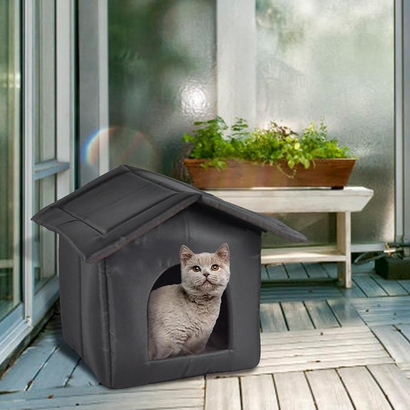 Warm Cat Bed Cave Oxford Cloth Waterproof Outdoor Cat Shelter Anti Slip Bottom Insulated Pet House Winter Color S - Image 3