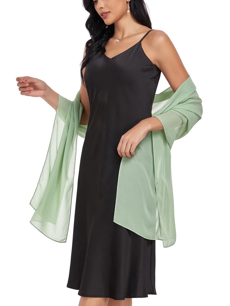 Vickorpen Shawls and Wraps Soft Chiffon Scarve Scarf For Evening Party Dresses Wedding Stole(Light Green,one size) - Image 5
