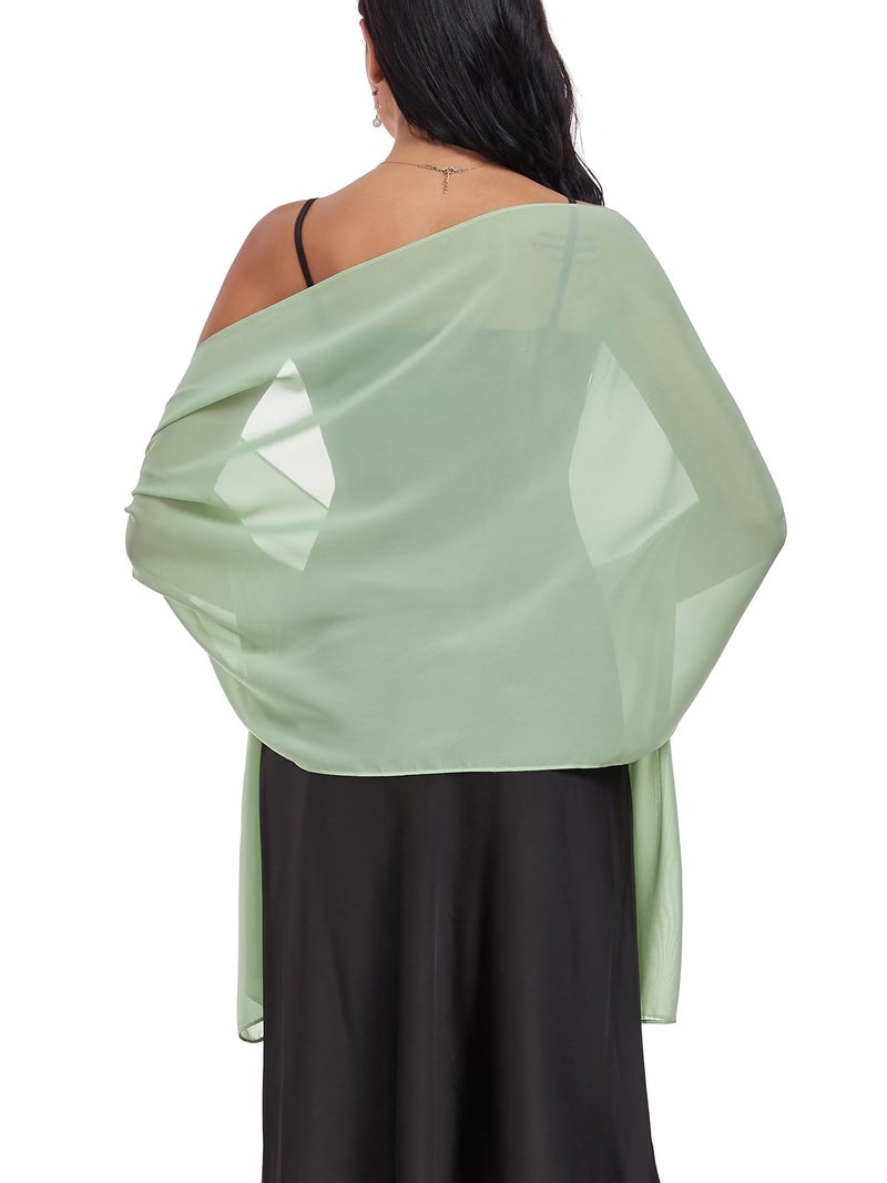 Vickorpen Shawls and Wraps Soft Chiffon Scarve Scarf For Evening Party Dresses Wedding Stole(Light Green,one size) - Image 2