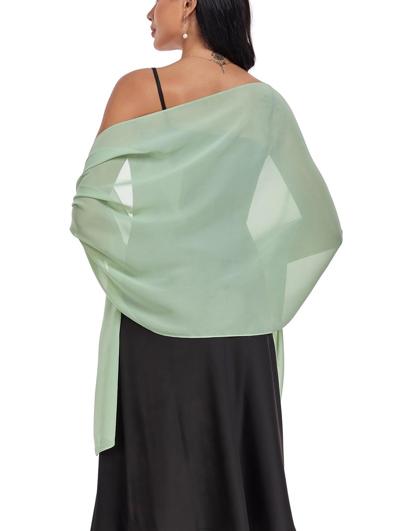 Vickorpen Shawls and Wraps Soft Chiffon Scarve Scarf For Evening Party Dresses Wedding Stole(Light Green,one size) - Image 1