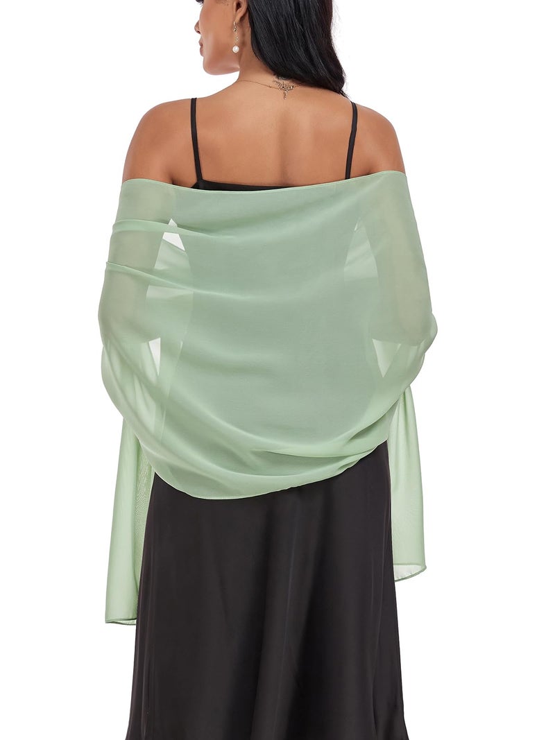 Vickorpen Shawls and Wraps Soft Chiffon Scarve Scarf For Evening Party Dresses Wedding Stole(Light Green,one size) - Image 3