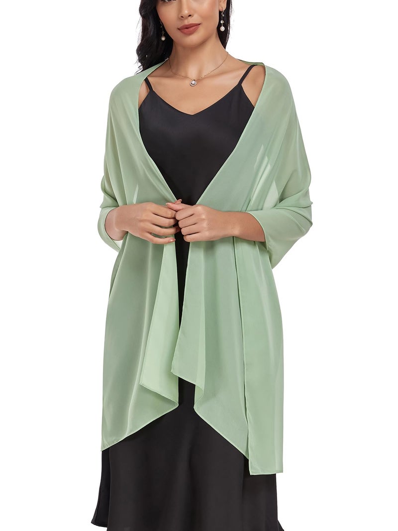 Vickorpen Shawls and Wraps Soft Chiffon Scarve Scarf For Evening Party Dresses Wedding Stole(Light Green,one size) - Image 4