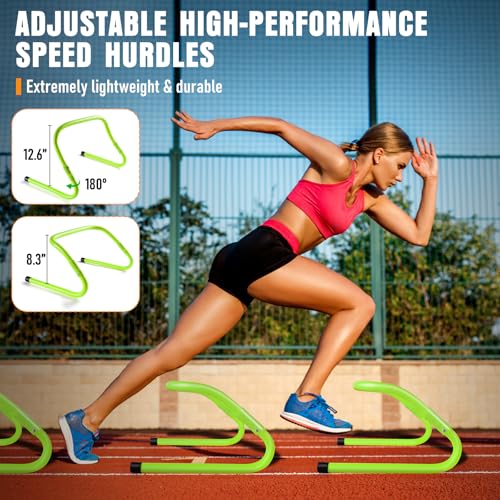 MUROZA Agility Ladder Speed Training Equipment Set-20ft Agility Ladder,12 Soccer Cones,4 Hurdles, Jump Rope, Running Parachute, Basketball Football Soccer Training Equipment for Kids, Youth, Adults(green) - Image 4