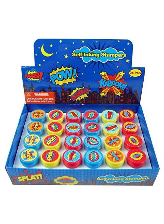 TINYMILLS Tiny Mills 24 Pcs Superhero Assorted Stamps For Kids Self Ink Stamps (12 Different Designs) Superhero Birthday Party, Superhero Party Favors, Goody Bag Filler Treats, Classroom Rewards Teacher Stamps - Image 2