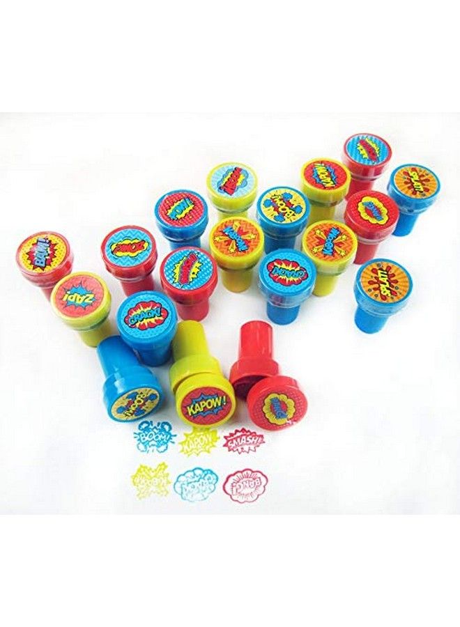 TINYMILLS Tiny Mills 24 Pcs Superhero Assorted Stamps For Kids Self Ink Stamps (12 Different Designs) Superhero Birthday Party, Superhero Party Favors, Goody Bag Filler Treats, Classroom Rewards Teacher Stamps - Image 5