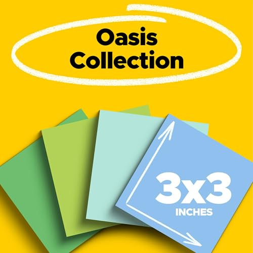 Post It Post-it 100% Recycled Paper Super Sticky Notes, 3 in. x 3 in., 24 Pads, 70 Sheets per Pad, Oasis Collection, School Supplies and Office Products - Image 2